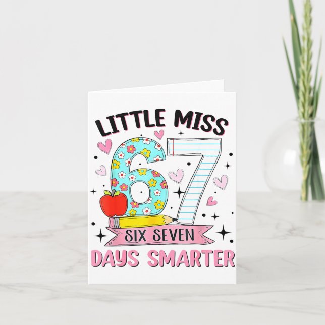 Little Miss 67 Days Smarter Coquette Bow 67th Day  Card (Front)