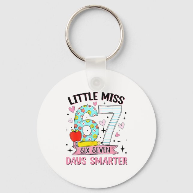 Little Miss 67 Days Smarter Coquette Bow 67th Day  Key Ring (Front)