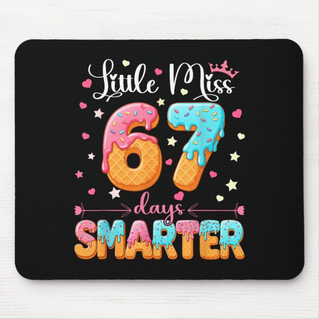 Little Miss 67 Days Smarter Kids Girls 67th Day Of Mouse Mat (Front)