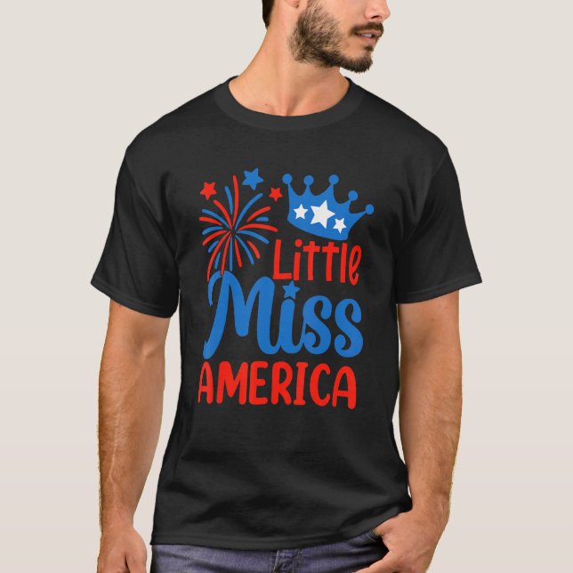 Little Miss America   4th Of July Fireworks T-Shirt (Front)