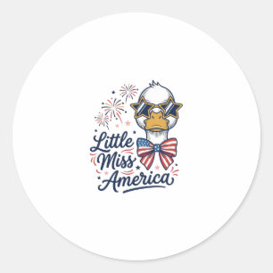 Little Miss America Patriotic Duck Vintage Shirt ( Classic Round Sticker