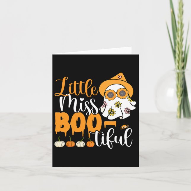 Little Miss Boo-tiful Cute Boo Ghost Halloween Tod Card (Front)