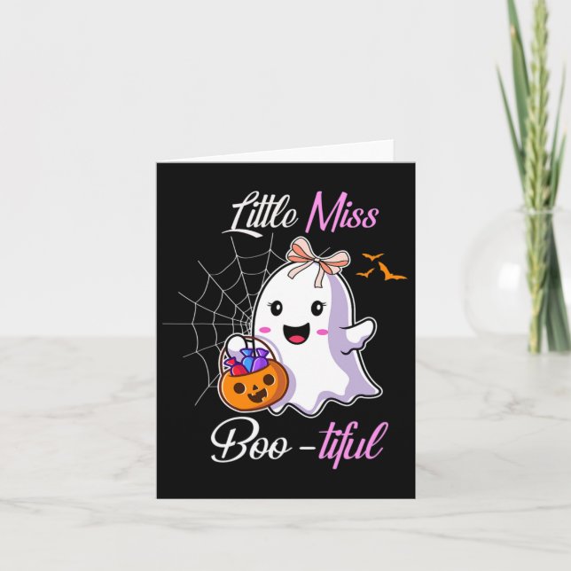 Little Miss Boo-tiful Funny Cute Halloween Costume Card (Front)