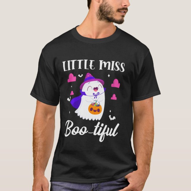 Little Miss Boo Tiful Halloween Ghost Boo Funny T-Shirt (Front)