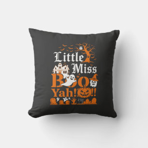 Little Miss Boo Yah Halloween Ghost Pumpkin Bats Cushion