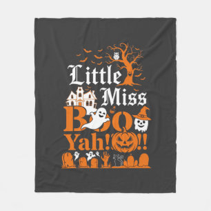 Little Miss Boo Yah Halloween Ghost Pumpkin Bats Fleece Blanket