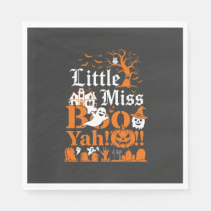 Little Miss Boo Yah Halloween Ghost Pumpkin Bats Napkin