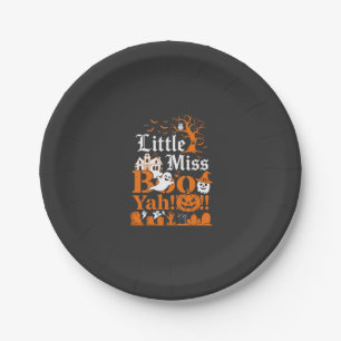 Little Miss Boo Yah Halloween Ghost Pumpkin Bats Paper Plate