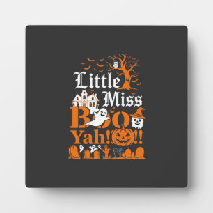 Little Miss Boo Yah Halloween Ghost Pumpkin Bats Plaque