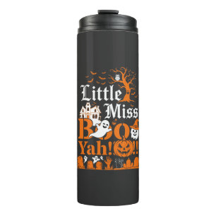 Little Miss Boo Yah Halloween Ghost Pumpkin Bats Thermal Tumbler