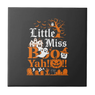 Little Miss Boo Yah Halloween Ghost Pumpkin Bats Tile