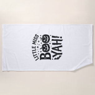Little Miss Boo Yah Vintage Halloween Shirt Design Beach Towel