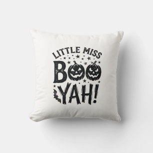 Little Miss Boo Yah Vintage Halloween Shirt Design Cushion
