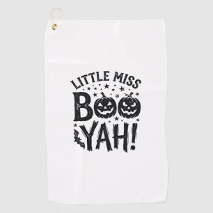 Little Miss Boo Yah Vintage Halloween Shirt Design Golf Towel