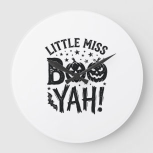 Little Miss Boo Yah Vintage Halloween Shirt Design Large Clock