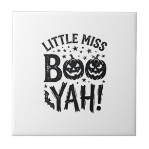 Little Miss Boo Yah Vintage Halloween Shirt Design Tile