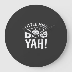 Little Miss Booyah Halloween Pumpkin Design_1 Large Clock