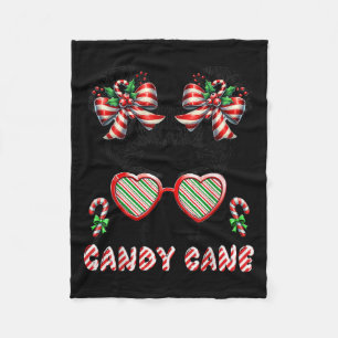 Little Miss Candy Cane Christmas Messy Bun Toddler Fleece Blanket