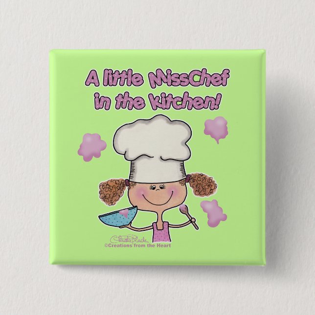 Little Miss Chef 15 Cm Square Badge (Front)
