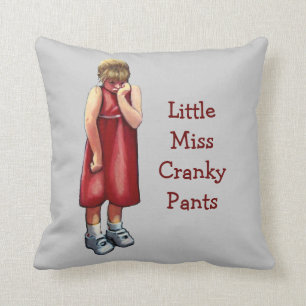 Little Miss Cranky Pants: Pouting Girl: Pastel Art Cushion