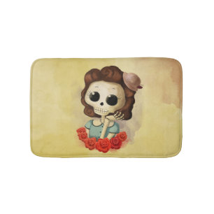 Little Miss Death and Roses Bath Mat