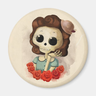 Little Miss Death and Roses Magnet