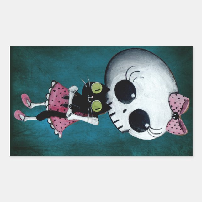 Little Miss Death - Halloween Beauty Rectangular Sticker (Front)