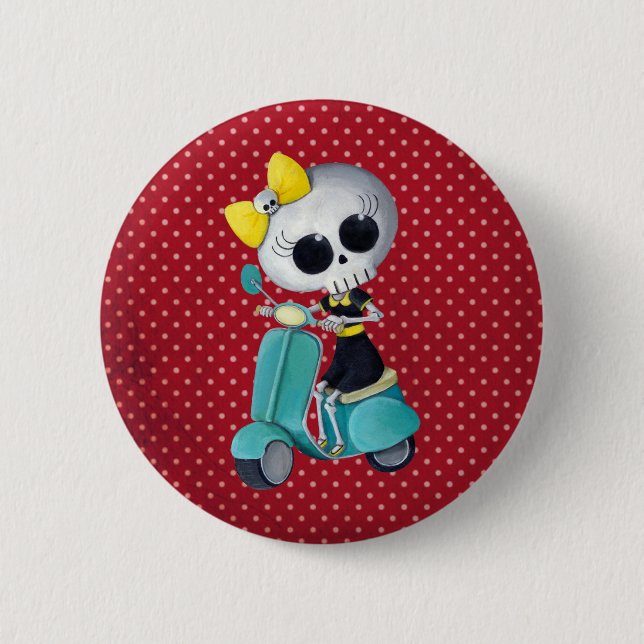 Little Miss Death on Scooter 6 Cm Round Badge (Front)