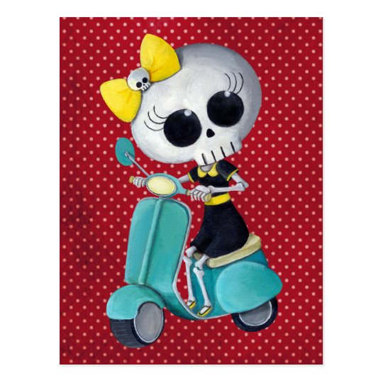 Little Miss Death on Scooter Postcard