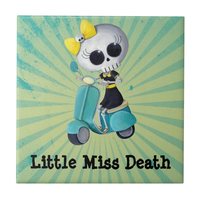 Little Miss Death on Scooter Tile (Front)
