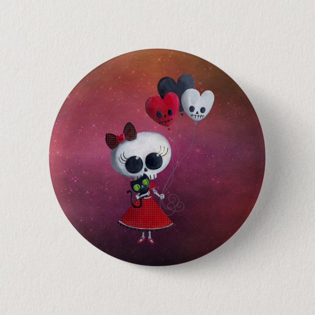 Little Miss Death Valentine Girl 6 Cm Round Badge (Front)