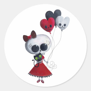 Little Miss Death Valentine Girl Classic Round Sticker