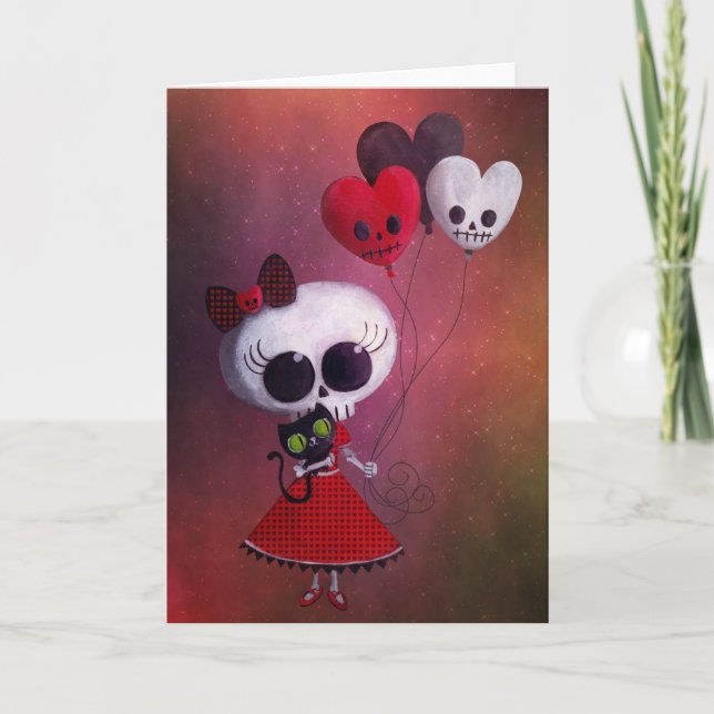 Little Miss Death Valentine Girl Holiday Card (Front)