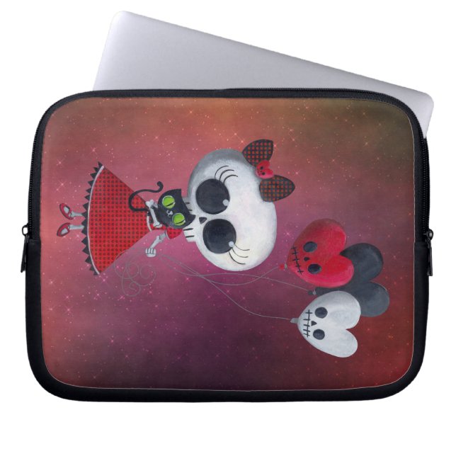 Little Miss Death Valentine Girl Laptop Sleeve (Front)