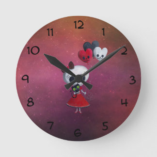 Little Miss Death Valentine Girl Round Clock