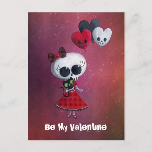 Little Miss Death Valentine Holiday Postcard (Front)