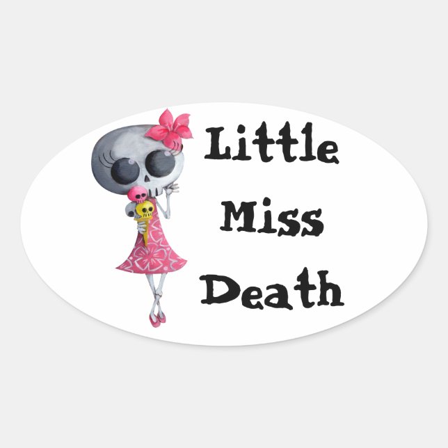 Little Miss Death with Halloween Ice Cream Oval Sticker (Front)