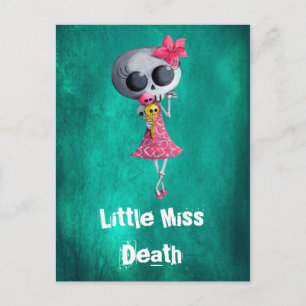 Little Miss Death with Halloween Ice Cream Postcard