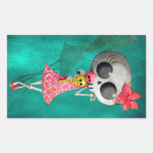 Little Miss Death with Halloween Ice Cream Rectangular Sticker