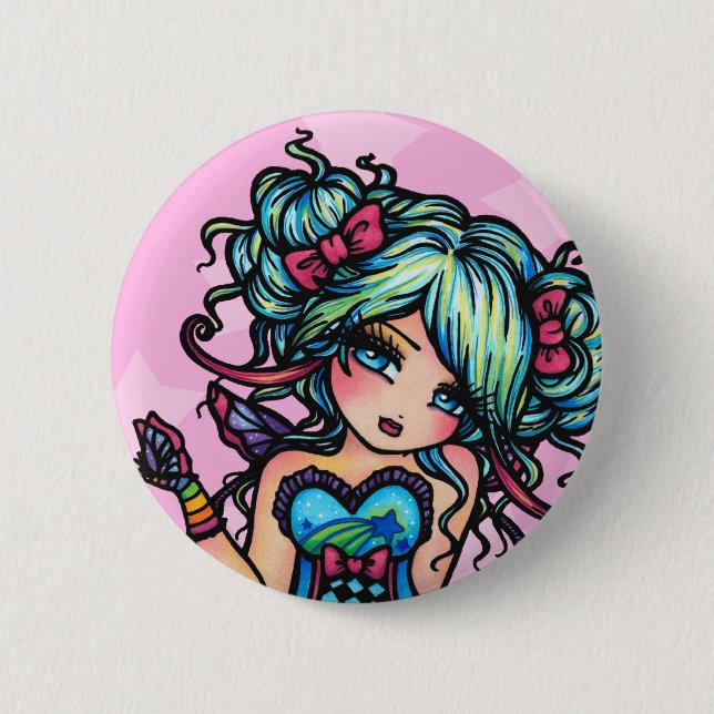 Little Miss Deelish Fairy Unicorn Button (Front)