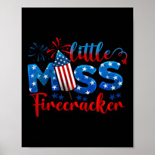 Little Miss Firecracker 4th Of July American Flag Poster