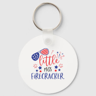Little Miss Firecracker 4th Of July Girl Toddler O Key Ring