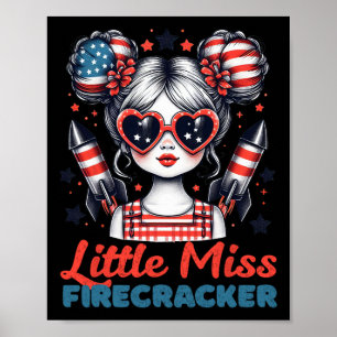 Little Miss Firecracker 4th Of July Usa Flag Girl Poster