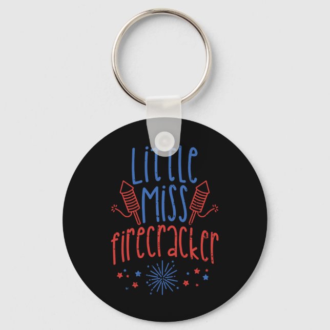 Little Miss Firecracker Funny 4th Of July Patriot  Key Ring (Front)