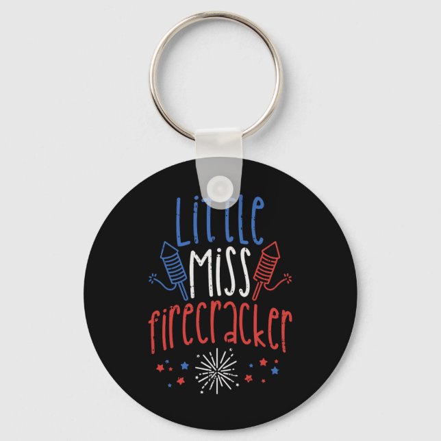 Little Miss Firecracker Funny 4th Of July Pride Gi Key Ring (Front)