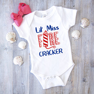 Little Miss Firecracker Typography Girl Baby Bodysuit