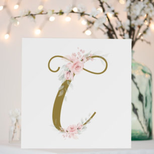 Little Miss Floral Baby's Initial Shower Nursery Poster