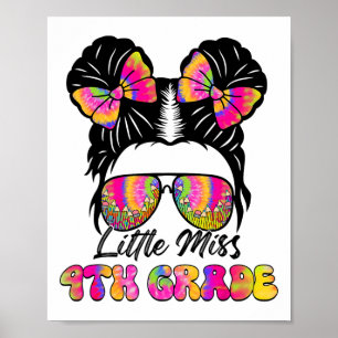 Little Miss Fourth 4th Grade Girl Messy Bun Ck To Poster
