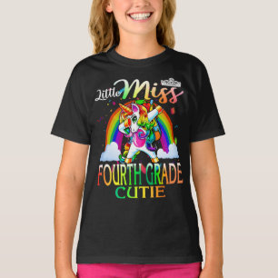 Little Miss Fourth Grade Cutie Unicorn Rainbow  T-Shirt