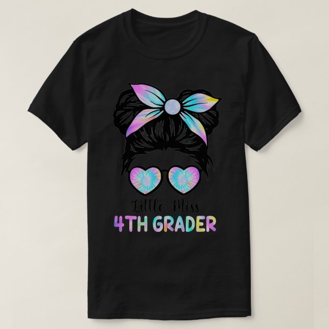 Little Miss Fourth Grade Girl Back To School  4th  T-Shirt (Design Front)